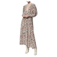Isabel Marant 2010s Floral Silk Dress with Batwing Sleeves