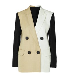Petar Petrov Women's Colourblock Linen Blazer with Padded Shoulders