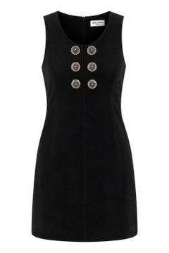 Saint Laurent Pre-Fall 2018 Embellished Black Suede Sheath Dress
