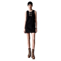 Saint Laurent Pre-Fall 2018 Embellished Black Suede Sheath Dress