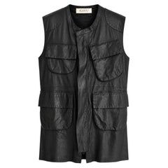 Marni Vintage 2010 Women's Black Leather Cargo Jacket IT38/UK6