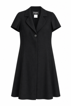Chanel Resort 2010 Black Silk Crepe Dress Coat Karl Lagerfeld