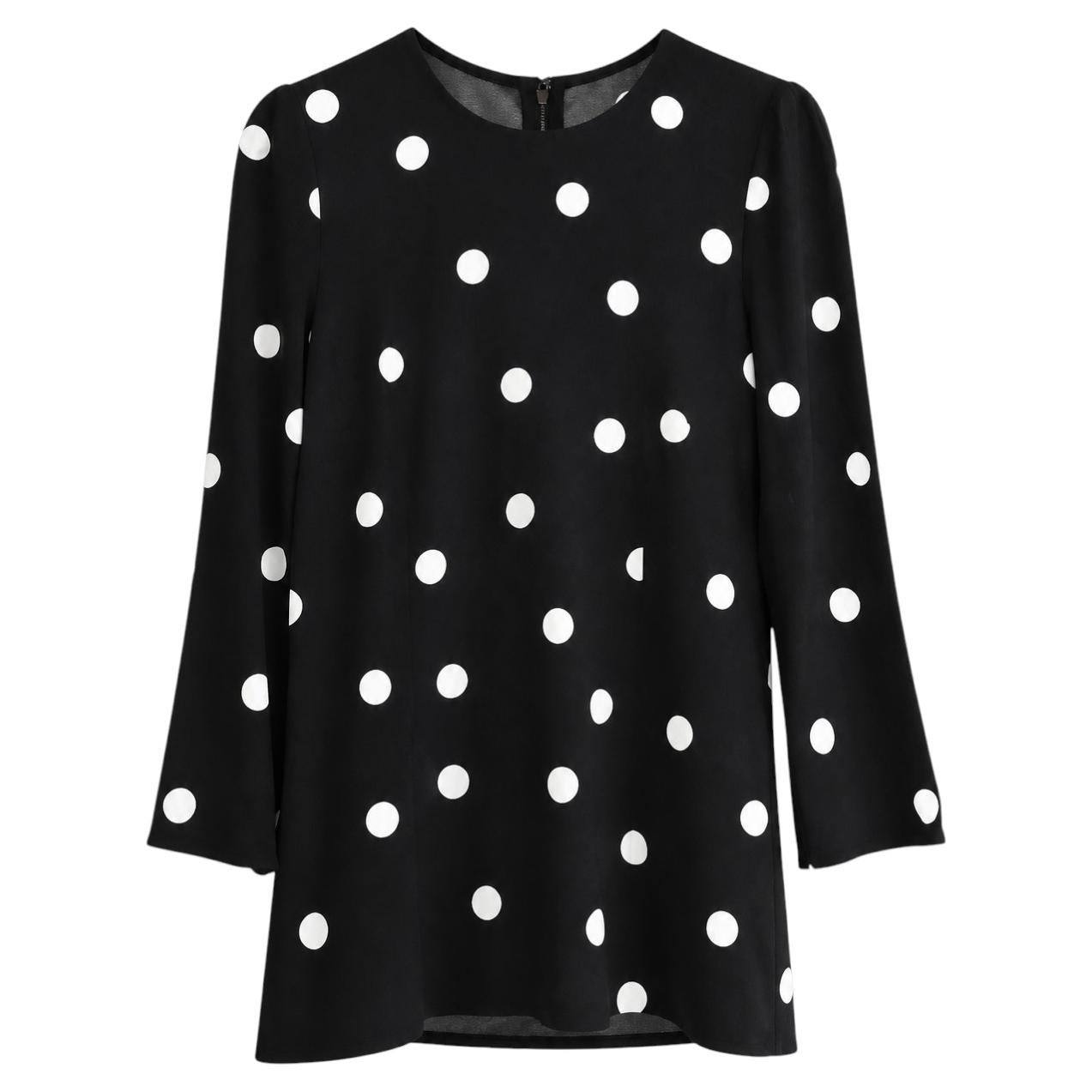 Dolce & Gabbana Spring 2019 B&W Polka Dot Top Blouse For Sale