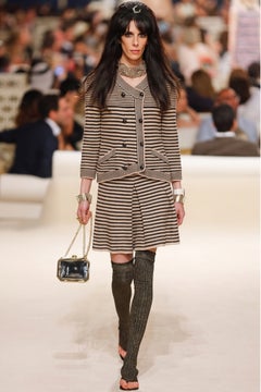 Chanel Resort 2015 Ausgestellter Rock aus Papier/Baumwolle/Seide-Strick