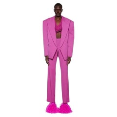 Magda Butrym Women's Loose Tailored Trousers in Violet Pink Wool