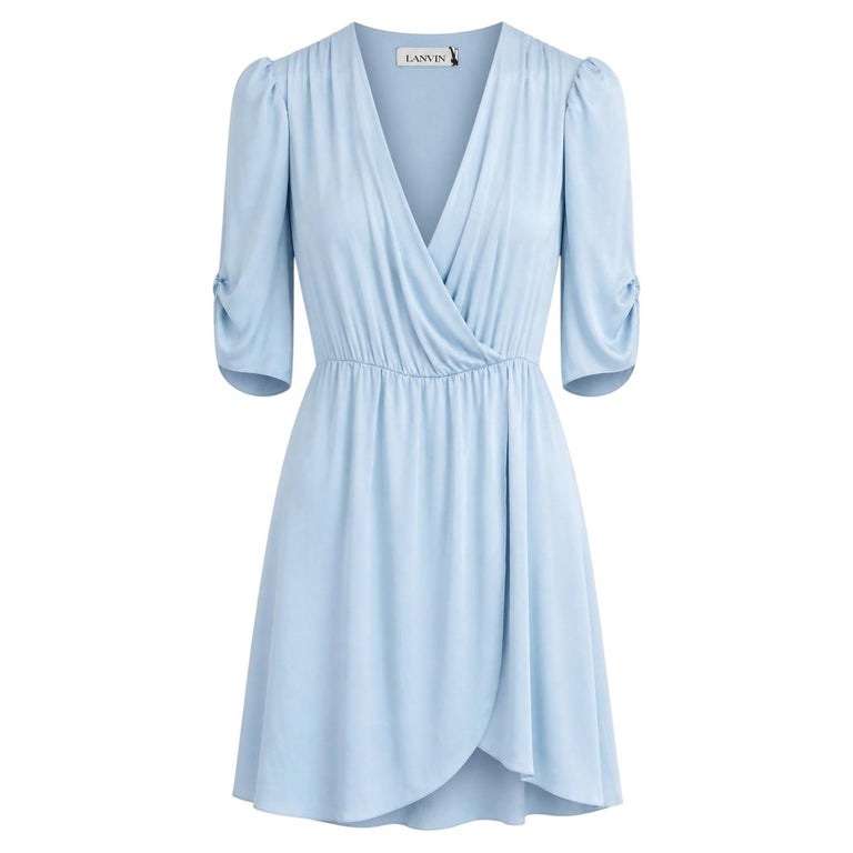 lanvin draped silk dress Blue Maxi Dress In Silk Georgette