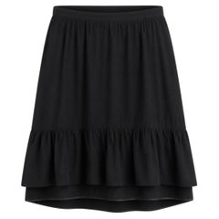 Marni Vintage Black A-Line Skirt with Leather Trim, Size IT38/UK6