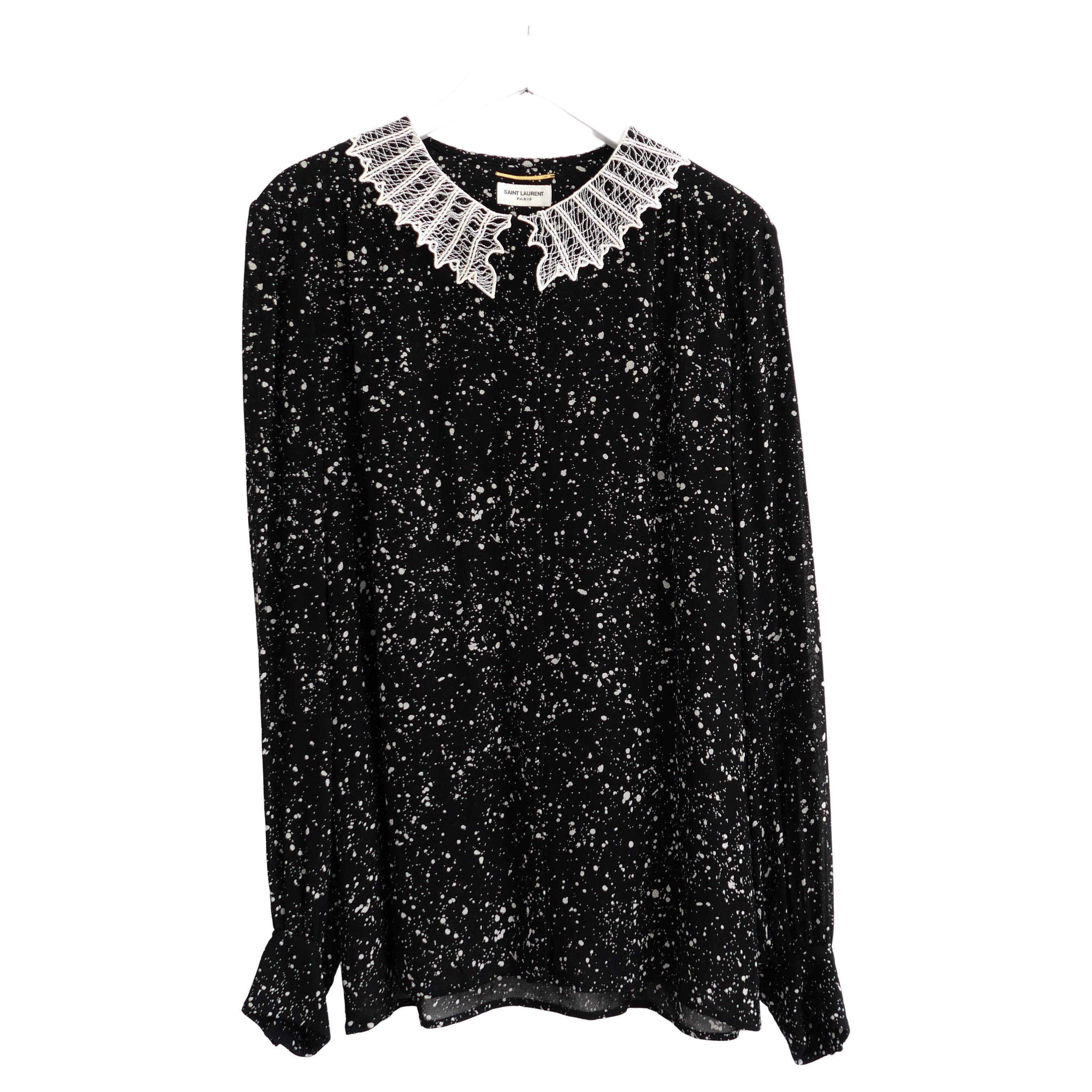 Saint Laurent Star Print Spitzenkragen Bluse Pre-Fall 2015 im Angebot
