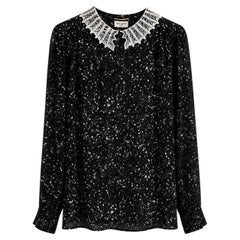 Saint Laurent Star Print Lace Collar Blouse Pre-Fall 2015