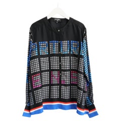 Chanel Spring 2016 Departure Board Print Silk Blouse