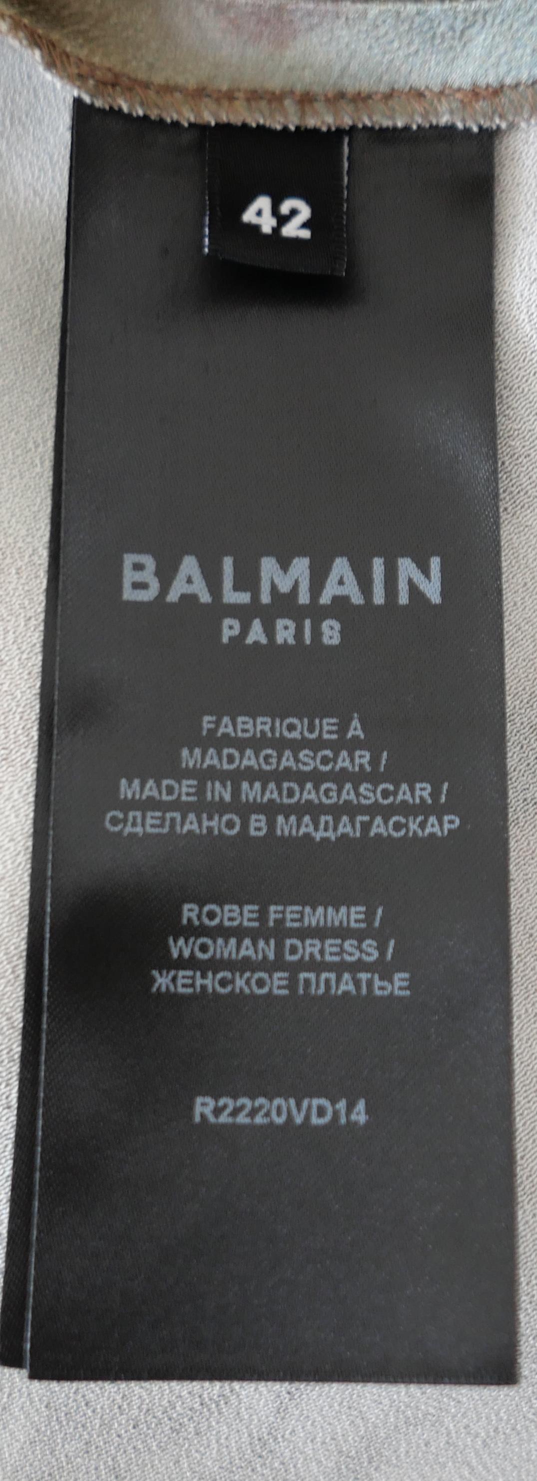 Balmain - Mini robe en satin imprimé ciel en vente 3