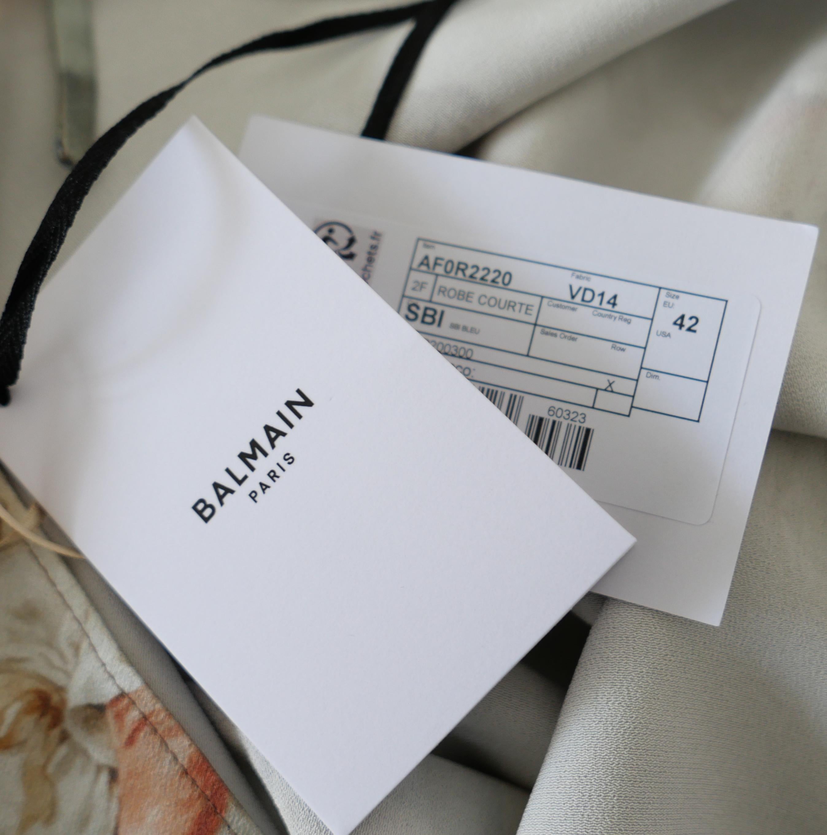 Balmain - Mini robe en satin imprimé ciel en vente 2