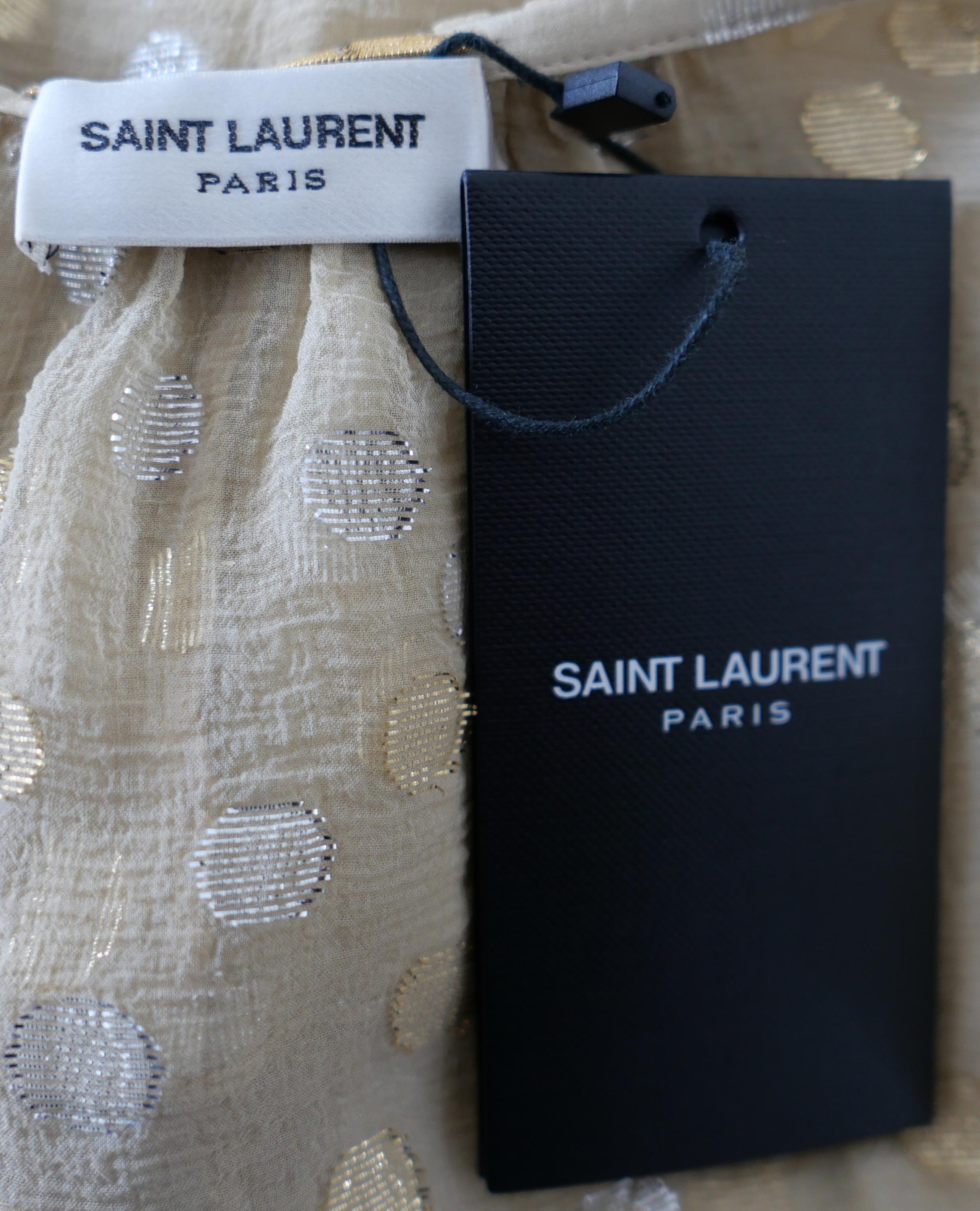 Saint Laurent - Printemps 2018 - Chemisier à pois métalliques Pour femmes en vente