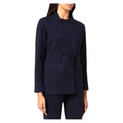 Loro Piana Burford Navy Cashmere & Silk Tie Front Cardigan Jacket