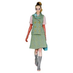 Prada Fall 2015 Women's Olive Green Droplet Print Sleeveless Jacket