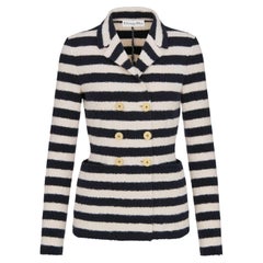 Christian Dior Women's Fantaisie Striped Bar Jacket in Navy Ecru