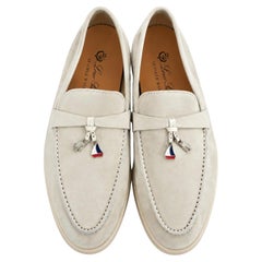 Loro Piana Women's Summer Charms Walk Loafers Pale Beige Suede Size 38