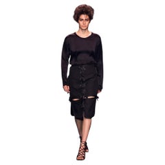 Yves Saint Laurent Tom Ford Fall 2002 Black Silk Bow Panelled Skirt