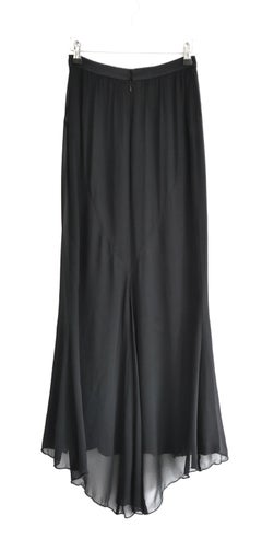 Chanel Fall 2002 02A Black Silk Chiffon Layered Maxi Skirt