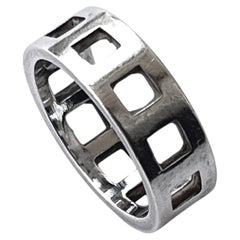 Gucci Vintage Open Square Cutout Ring 925 Silver Unisex M/N