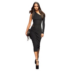 Versace Spring 2023 Black One Shoulder Cutout Midi Dress