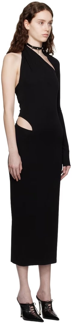 Versace Spring 2023 Black One Shoulder Cutout Midi Dress
