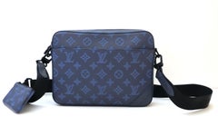 Louis Vuitton Duo Messenger Bag Navy Blue Monogram Shadow Calfskin