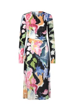 Stine Goya Blackley Artistic Floral Print Devore Velvet Dress New Tagged XS