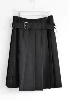 Prada Fall 2024 Black Pleated Kilt Skirt w/Silver Ring Belt