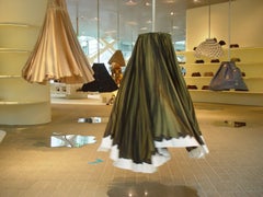 Prada Fall 2004 Trompe L’oeil Print Silk Skirt Green w/Tag IT42/UK10