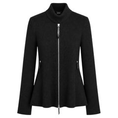 Giorgio Armani Cashmere Mix Ribbed Knit Zip-Up Jacket