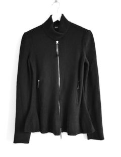 Giorgio Armani Cashmere Mix Ribbed Knit Zip-Up Jacket