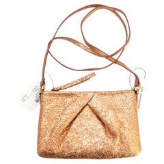 Dries Van Noten Rose Gold Metallic Crinkle Leather Bag