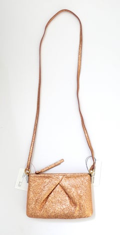 Dries Van Noten Rose Gold Metallic Crinkle Leather Bag