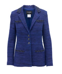 Chanel Spring 2009 09P Indigo Tweed Rag Trim Jacket