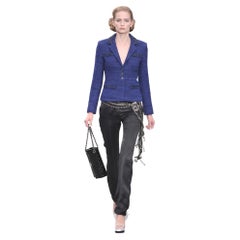 Chanel Spring 2009 09P Indigo Tweed Rag Trim Jacket