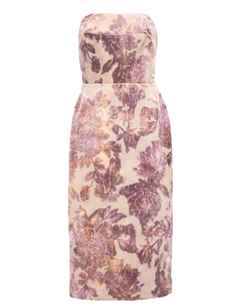 Dries Van Noten Fall 2023 Floral Strapless Flocked Velvet Dress