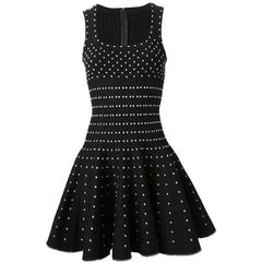 Azzedine Alaïa Women's Black White Knit Skater Dress IT40/UK8