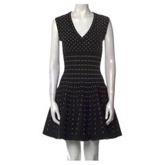 Azzedine Alaïa - Vestito skater in maglia bianca e nera da donna IT40/UK8