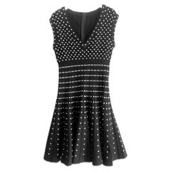 Azzedine Alaïa - Vestito skater in maglia bianca e nera da donna IT40/UK8