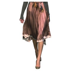 Prada Fall 2004 Trompe L’oeil Print Silk Skirt Pink New w/Tag IT42/UK10