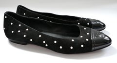 Chanel Pearl Studded CC Toe Cap Ballet Flats