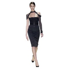 Gucci Tom Ford Fall 2003 Silk Eyelet Corset Panelled Skirt