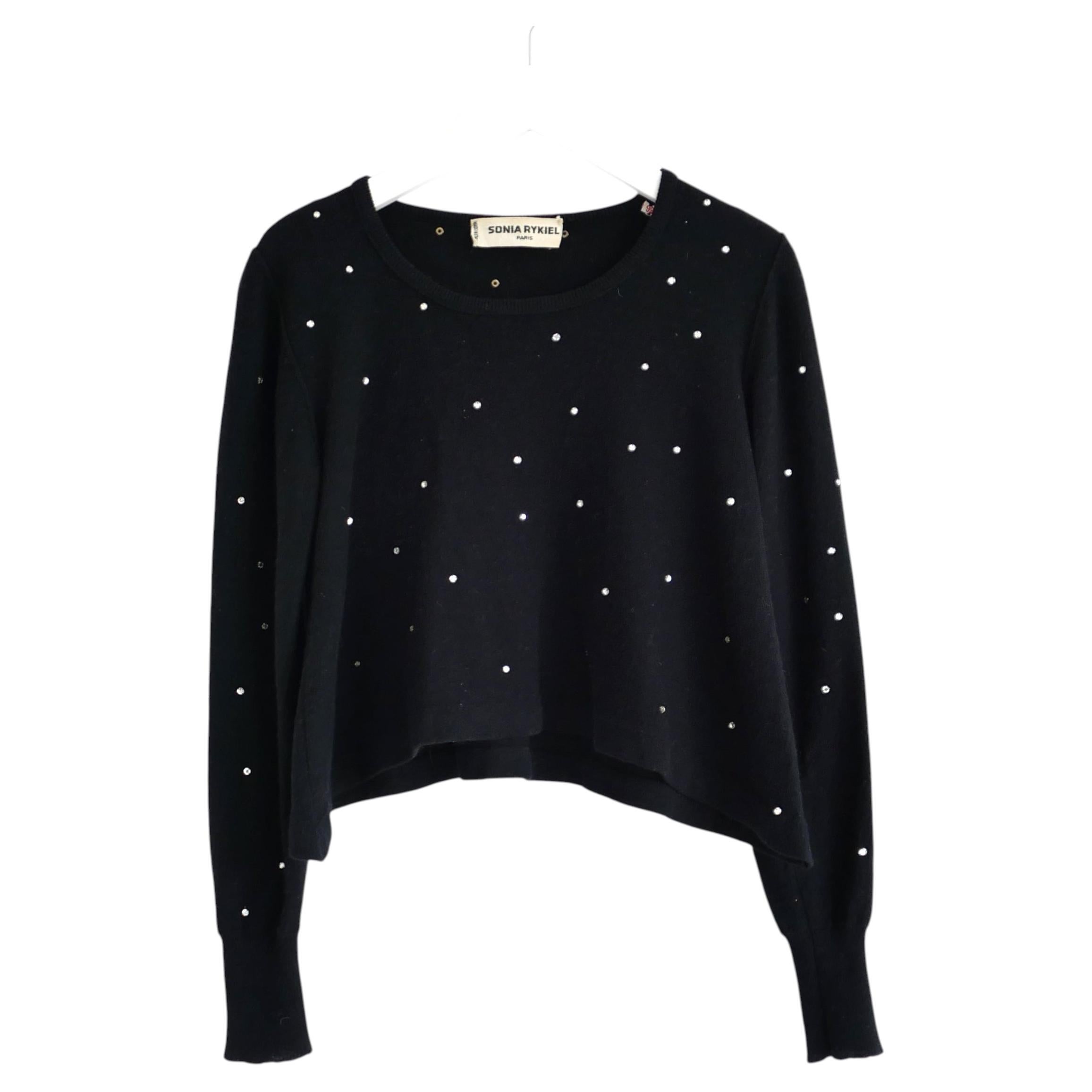 Sonia Rykiel Vintage 1980s Crystal Dotted Cropped Sweater