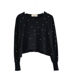 Maglione corto Sonia Rykiel vintage degli anni ’80 con pois di cristallo