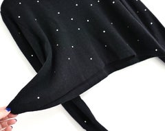 Maglione corto Sonia Rykiel vintage degli anni ’80 con pois di cristallo