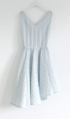 Dior x Raf Simons Dior Fall 2014 Pale Blue Textured Dress