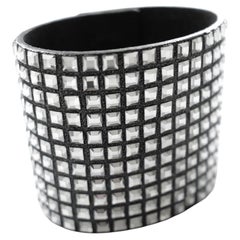 Balmain Crystal Embellished Leather Cuff Bracelet