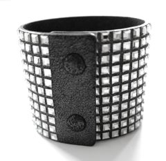 Balmain Crystal Embellished Leather Cuff Bracelet