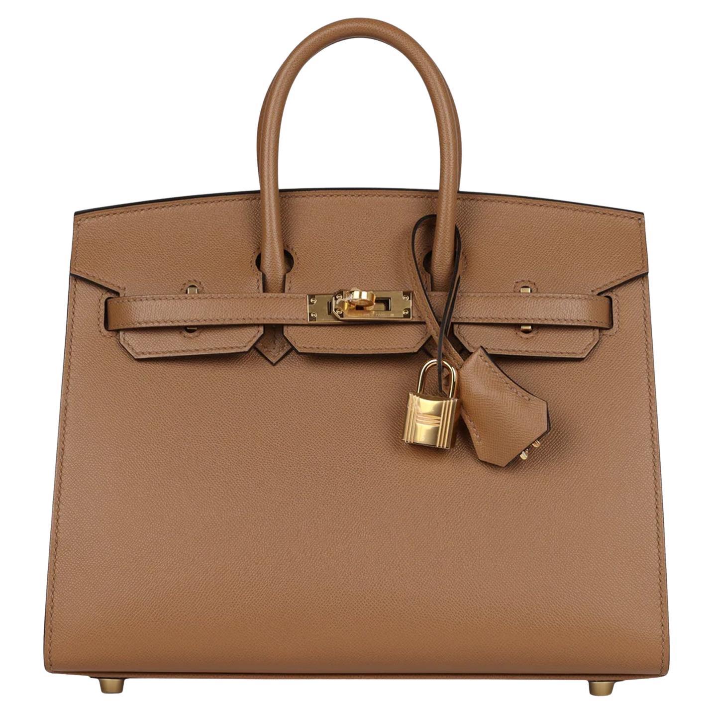 Hermes Birkin Sellier 25 Chai Madame Leder zwei Riemen Gold Hardware Handtasche im Angebot